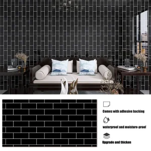 Wall Stickers Decorative Walls Paper Living Room Adhesive Wall Wallpaper 40cm Black Brick Pattern Waterproof and Anti Fouling