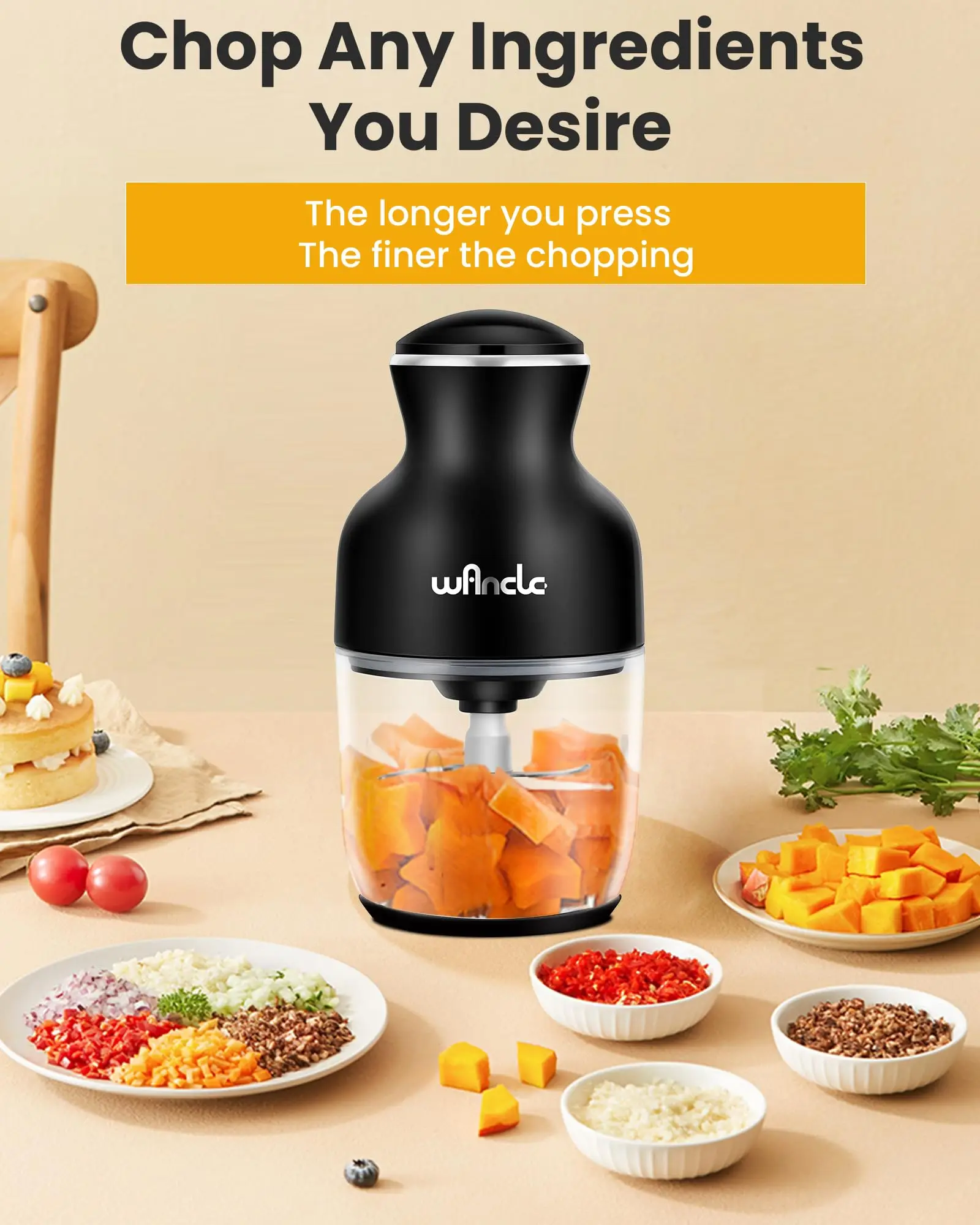 Wancle Electric Meat Grinder Kitchen Chopper Stainless Steel Blade Vegetable Garlic Crusher Household Food Processor Blender - Image 4