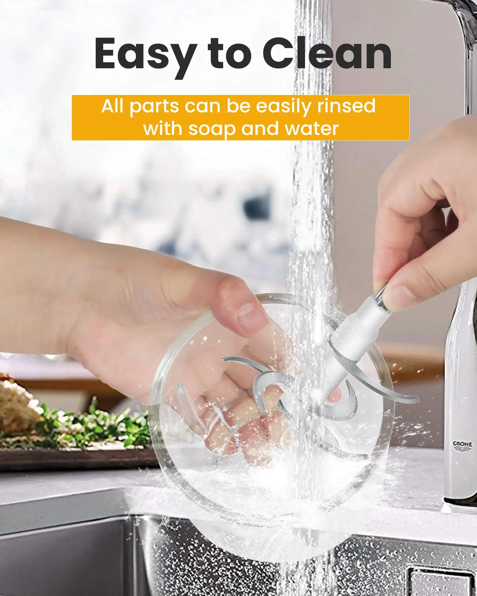 Wancle Electric Meat Grinder Kitchen Chopper Stainless Steel Blade Vegetable Garlic Crusher Household Food Processor Blender - Image 5