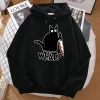 What Cute Little Black Cat Holding A Knife Men Hoodie Street Fleece Hoody Hipster Autumn Sweatshirt Hip Hop Clothing Woman