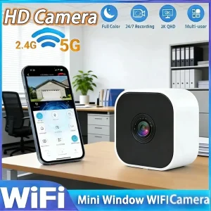 WiFi Window Camera 2.4/5GHz 3MP Full Color Night Vision Indoor Security Camera Replaces Outdoor Cam Through Window Surveillance