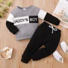 Winter Newborn Infant Baby Boy Long Sleeve Knitted Soft Waffle Letter Casual Fashion Baby Clothing