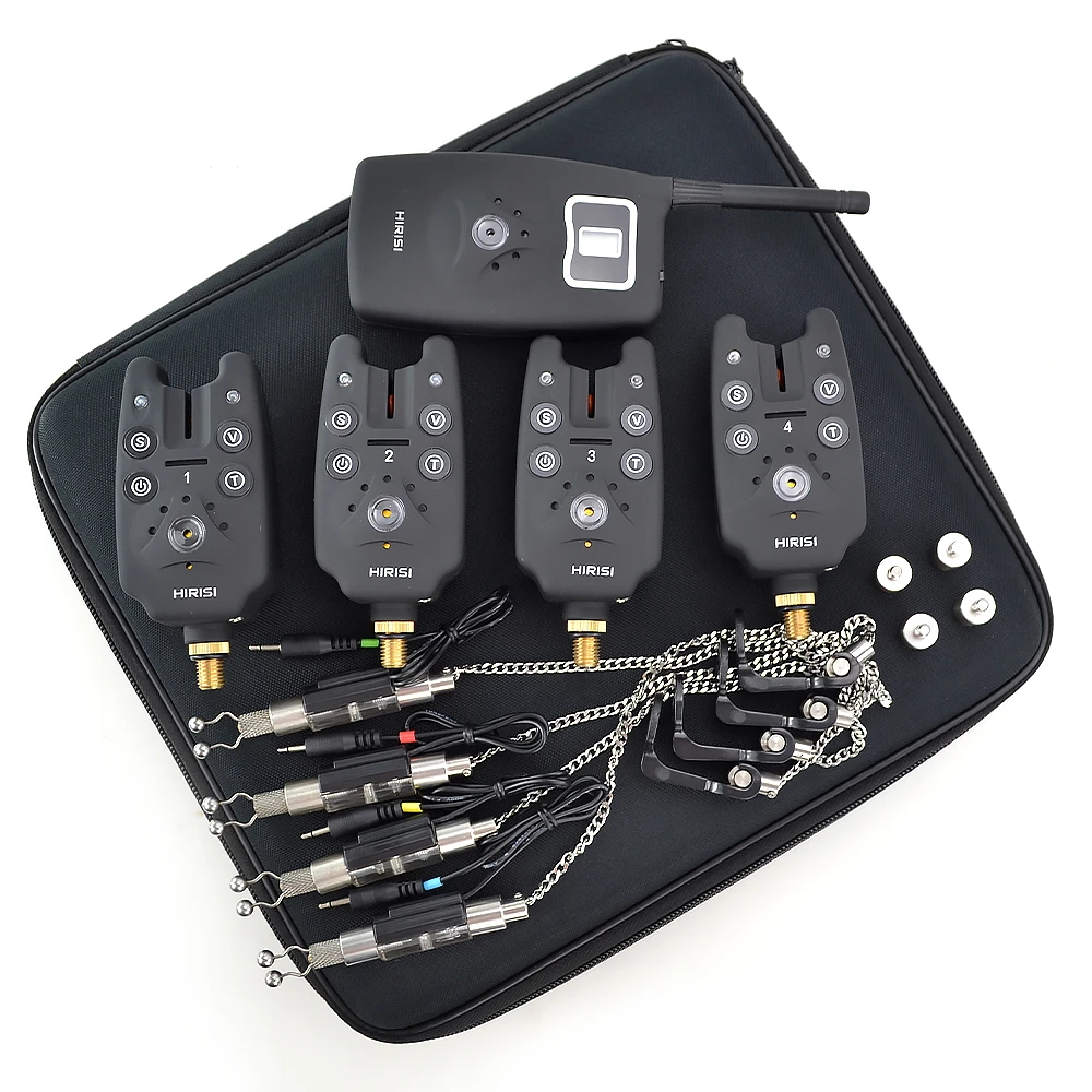 Wireless fishing bite alarm 1+4 set with 4pcs illuminated swinger in EVA case for carp fishing B1203S - Image 6