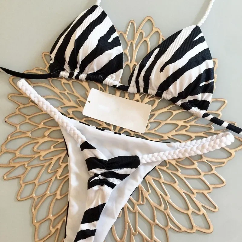 Women Bikini Leaves Print Swimsuit Bathing Suit 2023 Biquini Women Bikini Set Brazilian Swimwear Sexy Thong High Waist Swimsuit - Image 2
