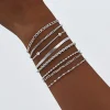 Women Chain Bracelet Silver Color, Stainless Steel Link Stackable Bracelets, Layered Fashion Accessories Gifts