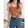 Women PU leather camis underwear padded bra sexy tops Y2K crop tops elastic lace at back tank tops for women streetwear