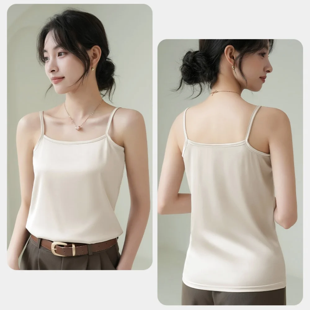 Women Solid Color Cotton Camisoles Summer Girl Sexy Sleeveless T-Shirt Thin Camisole Tank Top Simple White Black Slim Crop Top - Image 4