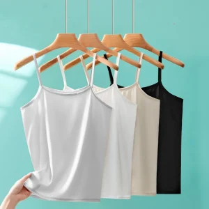 Women Solid Color Cotton Camisoles Summer Girl Sexy Sleeveless T-Shirt Thin Camisole Tank Top Simple White Black Slim Crop Top