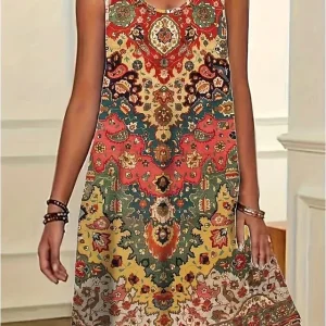 Womens A Line Dress Summer Dress Off The Shoulder Dress Vacation Vintage Daily Loose Fit Floral Graphic Tropical Sleevele U Neck