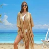 Womens Swimsuit Cover Up Kimono Cardigan for Beach Pool Sparkle Glitter Crochet Mesh Hollow Out Swimwear Beach Bathing Suit Biki