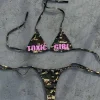 Women's Triangle Bikini Set Camouflage Print Sexy Y2K Micro Bikini Swimwear Summer Beach Vacation Party Bathing Suit For Women