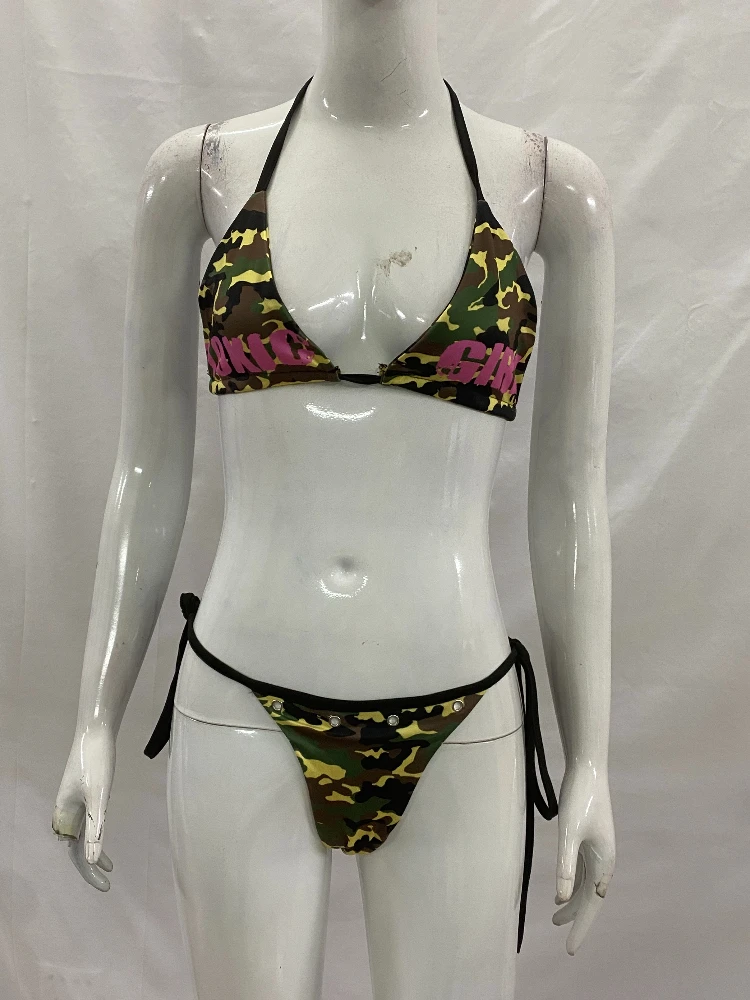 Women's Triangle Bikini Set Camouflage Print Sexy Y2K Micro Bikini Swimwear Summer Beach Vacation Party Bathing Suit For Women - Image 5