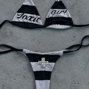 Women's Triangle Bikini Set Striped Sexy Y2K Gothic Micro Bikini Swimwear Summer Beach Vacation Party Bathing Suit For Women