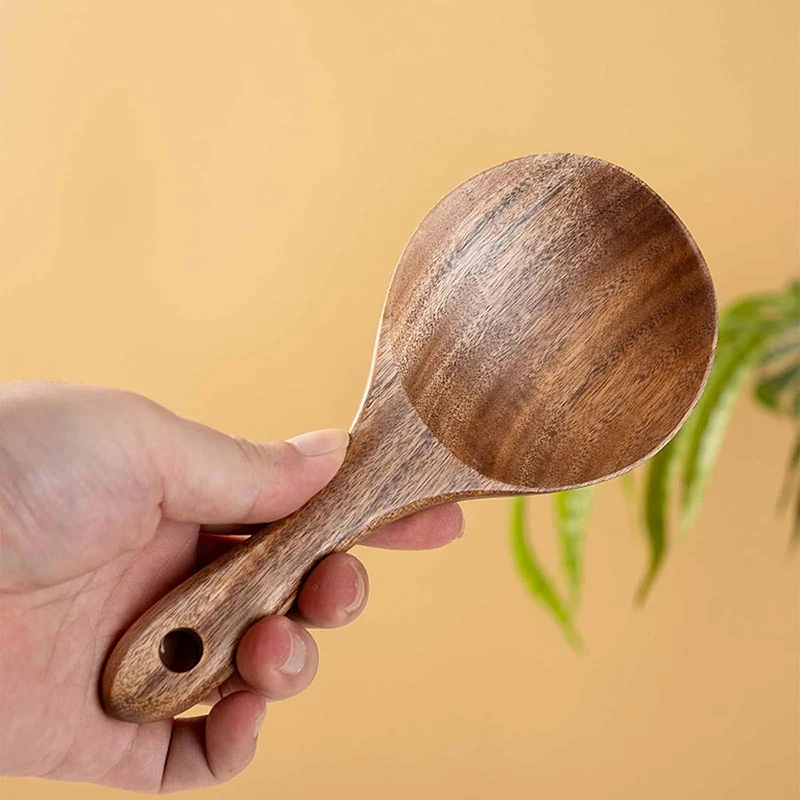 Wood Rice Spoon Wooden Kitchen Spoon Rice Paddle Scoop Ladle Tablespoon Big Serving Spoon Tableware Kitchen Utensils Cooking Too - Image 3