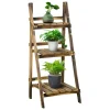 Wooden Folding Flower Pot Stand 3 Tier Garden Planter Display Ladder Gardener Storage Shelves Rack Herb Holder 40L x 37W x 93H