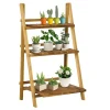 Wooden Folding Flower Pot Stand 3 Tier Garden Planter Display Ladder Gardener Storage Shelves Rack Herb Holder 60L x 37W x 93H