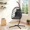 Woven hanging chair with stand and cushions hanging swing egg chair indoor outdoor patio garden leisure chair