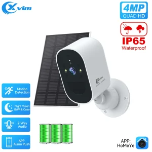 XVIM 1080P Solar Security Camera Wireless WiFi 2K Solar Battery Powered Camera HD Home Surveillance Protection