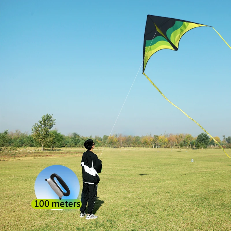 YongJian Large Beach Delta Kite for Adults and Kids Extremely Easy to Fly for Beginners Comes with 100m String Kite Handle - Image 2
