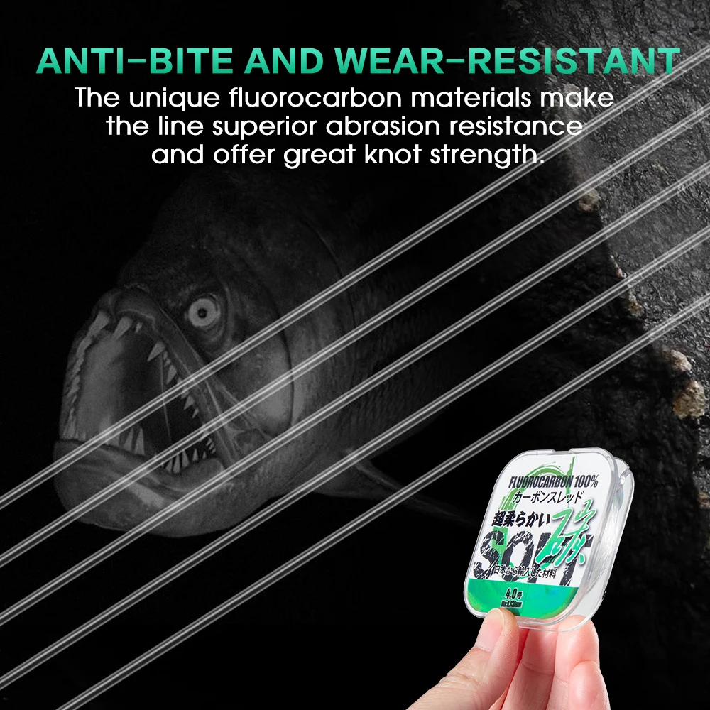 ZUKIBO Super Soft Japan Carbon Line 50M 100% Fluorocarbon Leader Fishing Line Abrasion Resistance Invisible Fast Sinking Line - Image 5