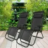 Zero Gravity Chair Set of 2 Heavy Duty Textoline Outdoor amp Garden Sunloungers Reclining amp Folding Chair with Cup Holder and