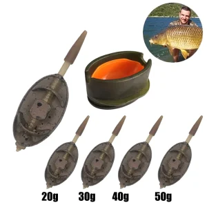 Zinc Alloy Carp Feeder Set - Quick-Release Anti-Rust Weights for Fresh/Saltwater Fishing Efficiency, 20g/30g/40g/50g, Perfect fo