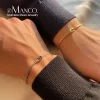 eManco Gold & Silver Stainless Steel Art Deco Knot Slim Snake Chain Bracelet Couple Social Art Jewelry