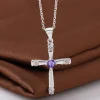 hot sale Classic charms 925 Sterling Silver cross Pendant Crystal Necklace For Women Christmas gifts luxur party wedding Jewelry