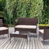mcc direct 4pcs Rattan Outdoor Garden furniture sofa set with 2x Armchairs 1x Double Sofa & 1 table for indoor & outdoor
