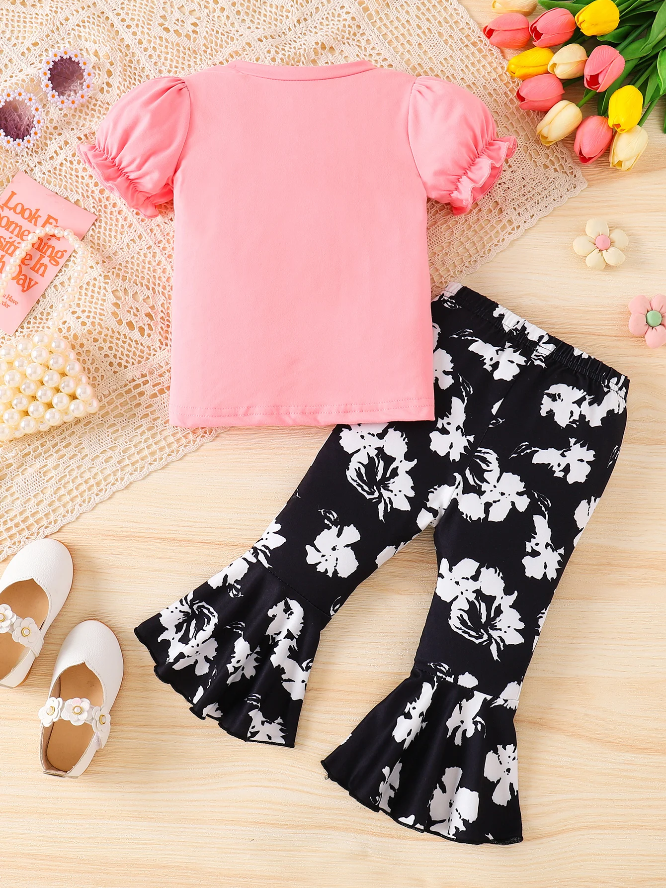 0-3yrs old Infant Baby Girl Braided Girl T-shirt+Bell-bottom pants Clothing Sets fashion - Image 2