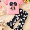 0-3yrs old Infant Baby Girl Braided Girl T-shirt+Bell-bottom pants Clothing Sets fashion