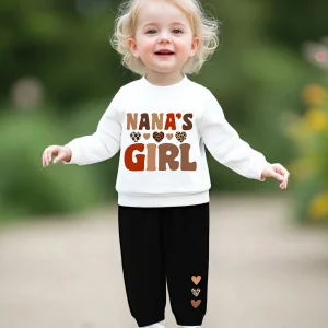 0-3yrs old infant baby Nana's Girl White Tops Black Pants Clothing Sets for Girl Toddler newborn baby outfits Birthday gift