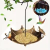 1 Vintage Garden Umbrella-Shaped Bird Feeder with Butterflies, Outdoor Hanging Bird Bath and Feeder Bowl, Garden Courtyard Decor
