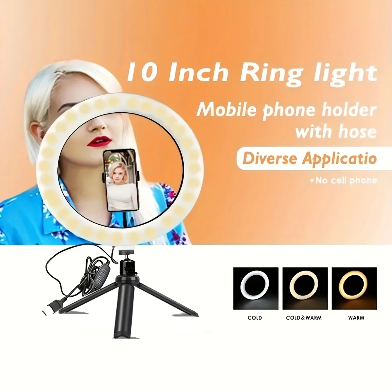 10" LED Ring Fill Light With Tripod Stand And Phone Holder Dimmable Phone Holder For Video, Photography, Selfie, Vlog, Make-up, - Image 5