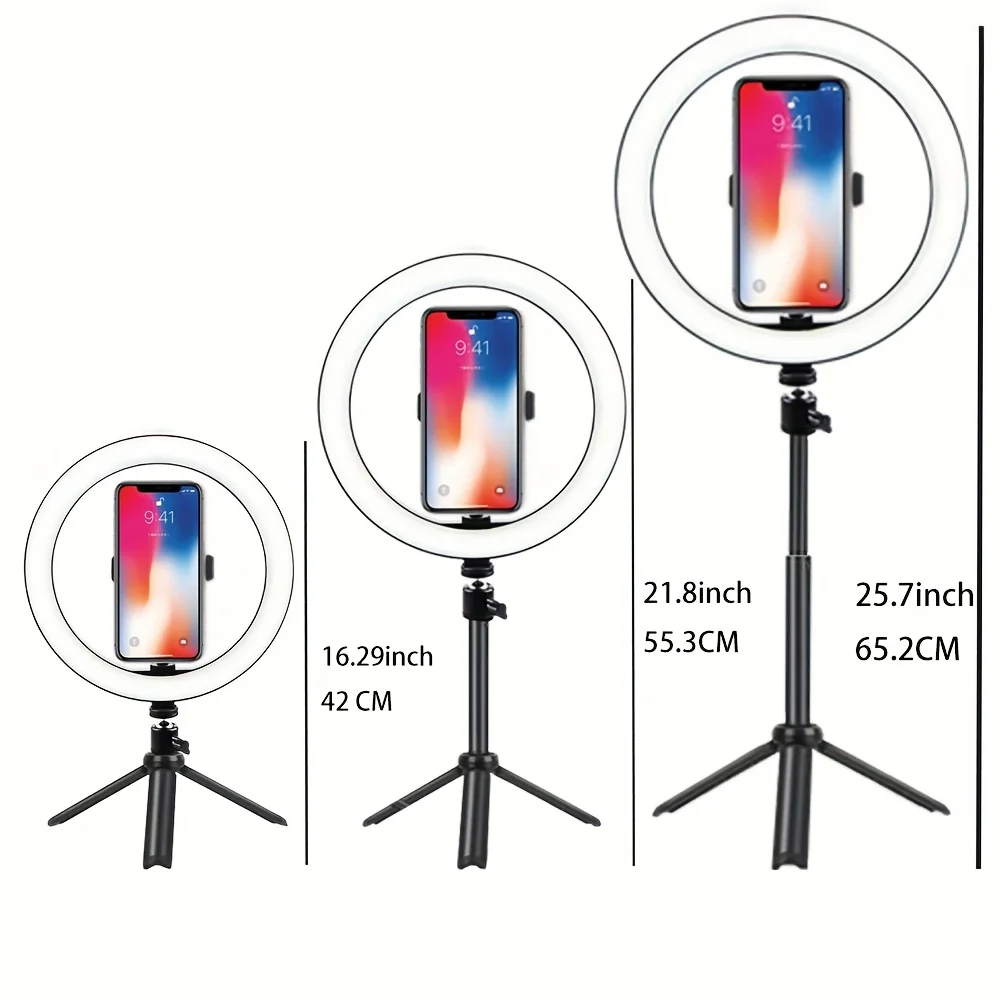 10" LED Ring Fill Light With Tripod Stand And Phone Holder Dimmable Phone Holder For Video, Photography, Selfie, Vlog, Make-up, - Image 4