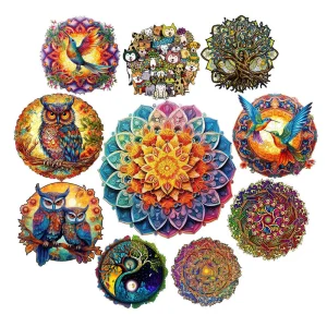 100-300 Pcs Animal Wooden Puzzle Circular Wood Jigsaws Intelligent Decompressed Puzzles for Adults Kids Holiday Gift Decoration