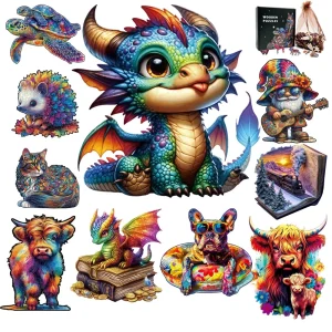 100-300 Pcs Animal Wooden Puzzle Irregular Wood Jigsaws Intelligent Dog Cat Puzzles for Adults Kids Holiday Gift Decoration