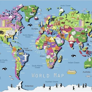 1000/500/300/120 Pieces World Map Characteristic Jigsaw Puzzles for Adults Home Decor Games Family Puzzles Educational Toys