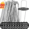 100/10PCS Steel Garden Stakes Landscaping Staples U-Shaped Rust-proof Sod Stakes Fences Outdoor Wires Tents Tarps Securing Pegs
