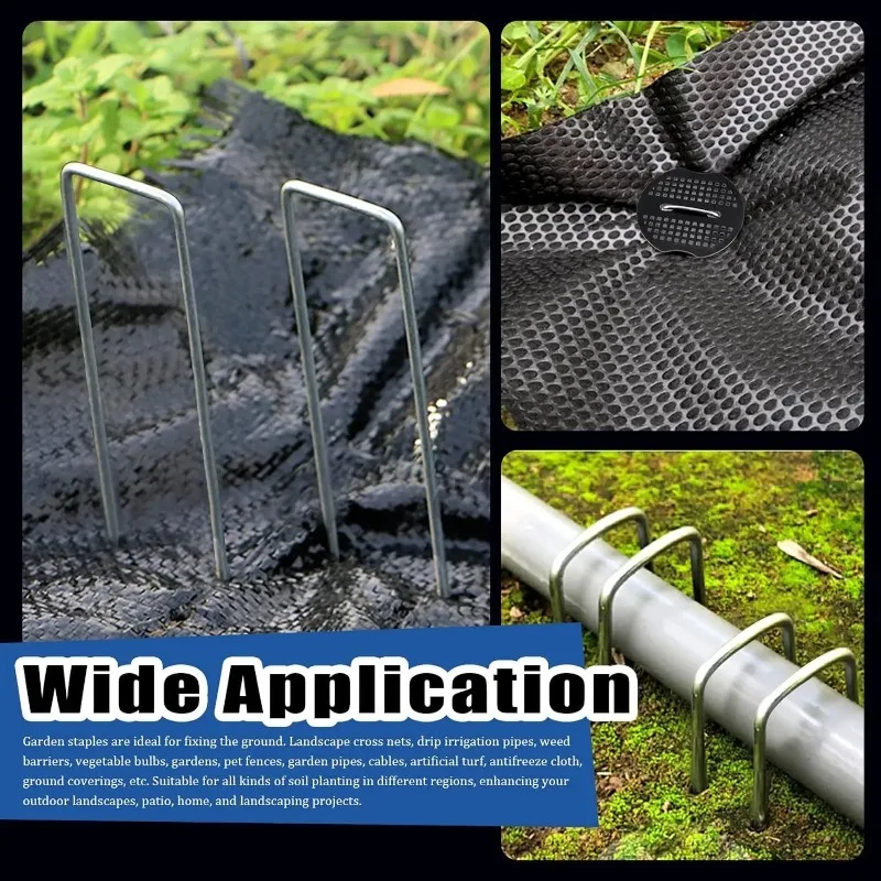 100/10PCS Steel Garden Stakes Landscaping Staples U-Shaped Rust-proof Sod Stakes Fences Outdoor Wires Tents Tarps Securing Pegs - Image 5