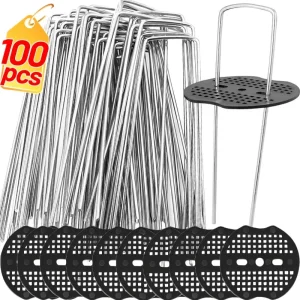 100/10PCS Steel Garden Stakes Landscaping Staples U-Shaped Rust-proof Sod Stakes Fences Outdoor Wires Tents Tarps Securing Pegs