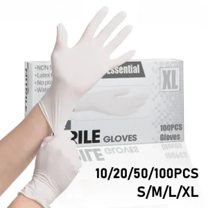 10/20/50/100PCS Disposable White Nitrile Gloves Household Cleaning Gloves Kitchen Cooking Tattoo Pet Tools Waterproof Latex Free