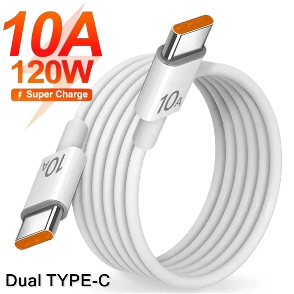 10A 120W USB C Cable Super Fast Charging Phone Charger Data Cord For Samsung Xiaomi Huawei Type C To Type C Quick Charge Cable