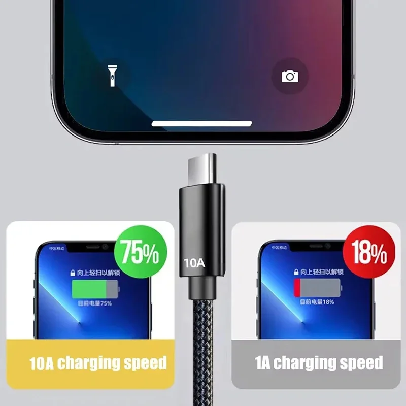 10A Cable 120W Super Fast Charge Cable USB A to Type C Data Cord Knit Cable For Xiaomi POCO Samsung iPhone Quick Charging Cable - Image 6