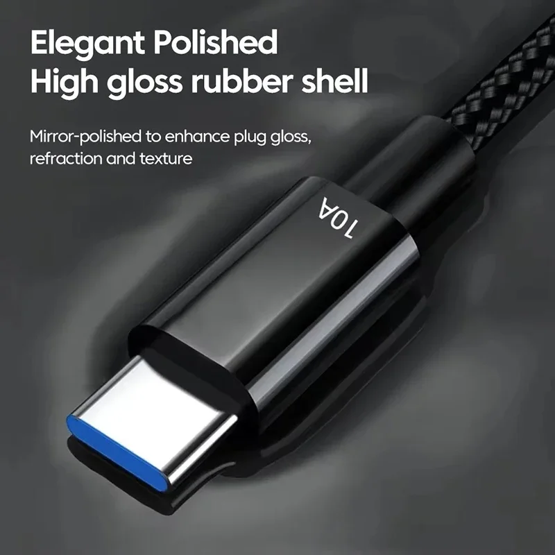 10A Cable 120W Super Fast Charge Cable USB A to Type C Data Cord Knit Cable For Xiaomi POCO Samsung iPhone Quick Charging Cable - Image 4