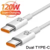 120W 10A Dual Type C Cable Super Fast Charging Phone Charger Data Cord For iPhone Samsung Xiaomi Huwei USB C Quick Charge Cable