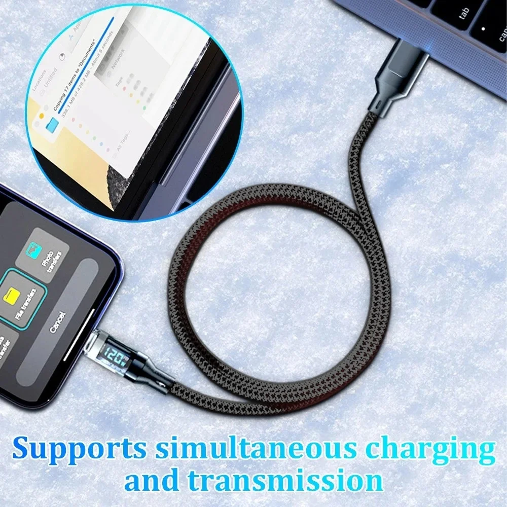 120W USB Type C Cable Super Fast Charging Cable With LED Display 100W PD Type-C Data Cord For Universal USB Charging USB C Cable - Image 4