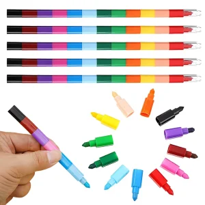 1/3/5PCS Stackable 12-Color Crayon Building Blocks Crayons DIY Drawing Graffiti Stationery Suitable for Artclass Home Office ZYF