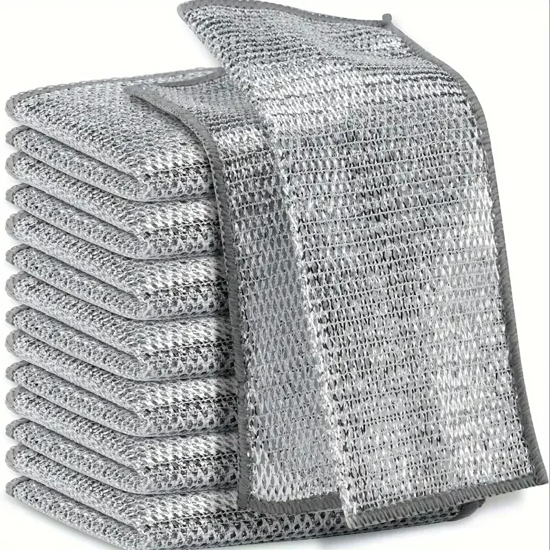 1/50pcs Magic Dishcloth Silver Wire Cleaning Kitchen Cloth Thickened Microfiber Wash Towel Built-in Sponge Steel Wire Ball Rag - Image 2