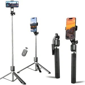 170 Cm Selfie Stick Tripod Retractable With Wireless Remote Control Portable Compatible For Apple And Android Phones